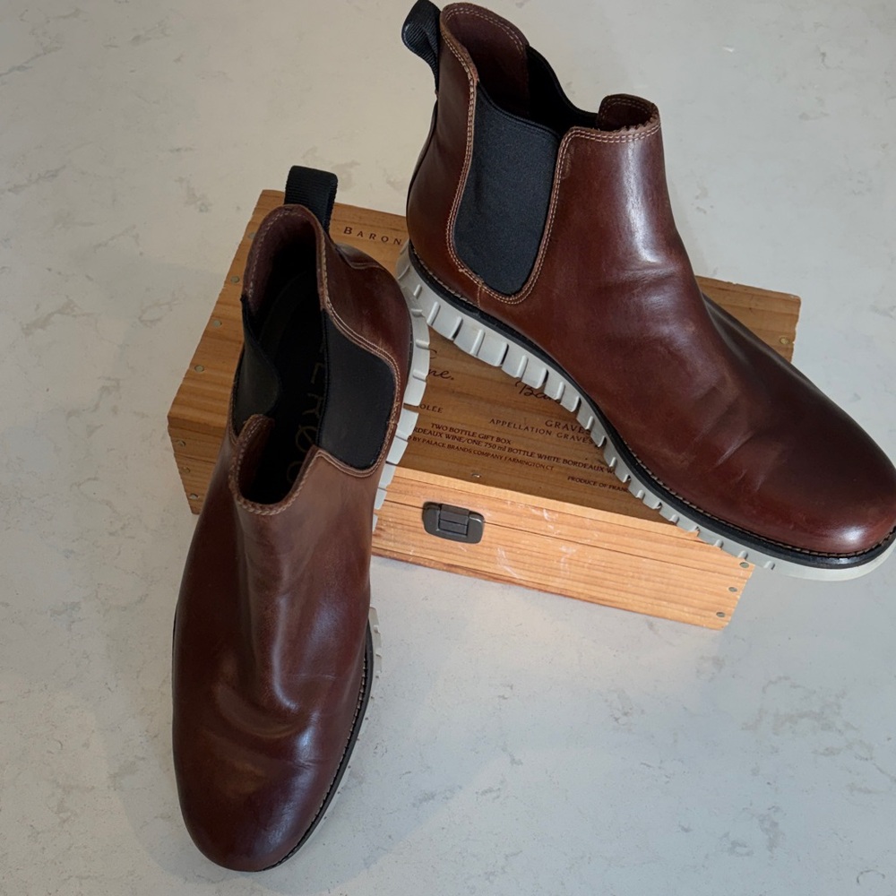 Cole Haan Chestnut Leather Chelsea Boots